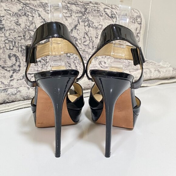 Charles David Black Patent Peep Toe Stiletto Heels Size 9 1/2 - Picture 5 of 7